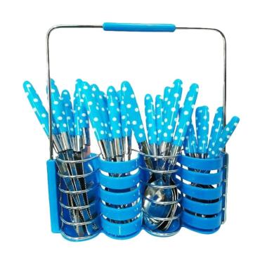 Sendok Set Motif Polkadot - Biru [24 pcs]