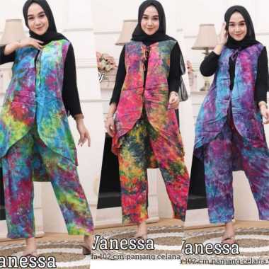 SNOEBEL BATIQUE- DIJA VANESSA OUTER ONE SET PIYAMA TIE DYE DASTER SETELAN PANJANG ANAK REMAJA Multic