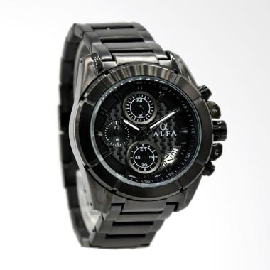 Alfa Stainless Steel Hitam Jam Tangan Pria 33021MB