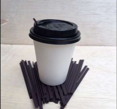 Paper Cup / Papercup / Gelas Kertas Kopi POLOS 8oz + LID & STIRRER SET - 50 pcs