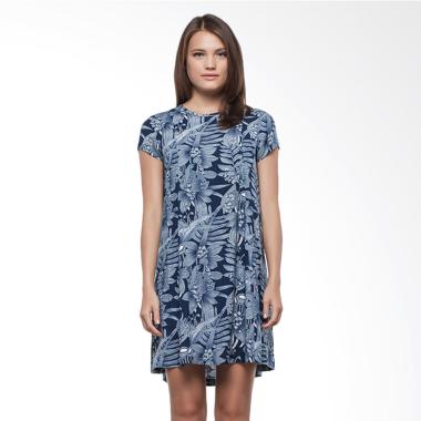 Minimal Floral Pearls Cap Sleeve Mini Dress Floral Pearls Combo - Navy
