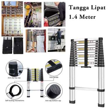 Tangga Lipat Alumunium 1.4M 3.8M 4.4M Ladders Teleskopik Kokoh Murah 4.4 Meter