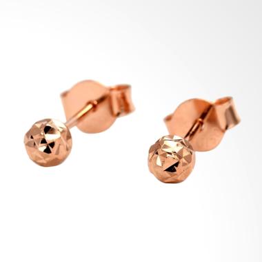 Tiaria Round Sparkle Rose Gold Earring Perhiasan Anting Emas 18K