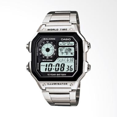 CASIO Jam Tangan Digital Pria - Silver AE-1200WHD-1AVDF AE-1200WHD-1A AE1200WHD Rantai Silver