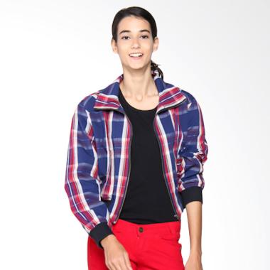 Mobile Power Ladies Plaid Cropped Bomber Jacket - Multicolor V7187