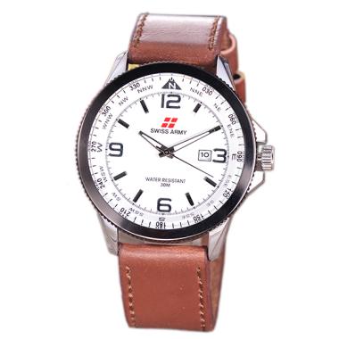 Swiss Army Leather Body Silver Whit ... a - Brown SA-5695G-SB-TGL