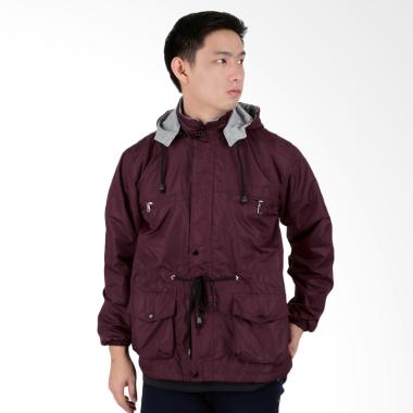 Elfs Shop Parka Parasut Reverseable Jaket Pria - Maroon