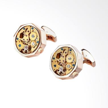 Houseofcuff Circle Mechanical Premium Cufflinks - Gold Gold