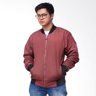 Verboten Pilot Trendy Jaket Bomber Pria - Merah Maroon