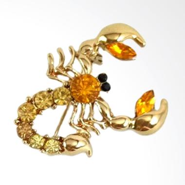 Houseofcuff Golden Gem Scorpion Collar Bar Lapel Pin Bros Aksesories Pria - Gold Gold