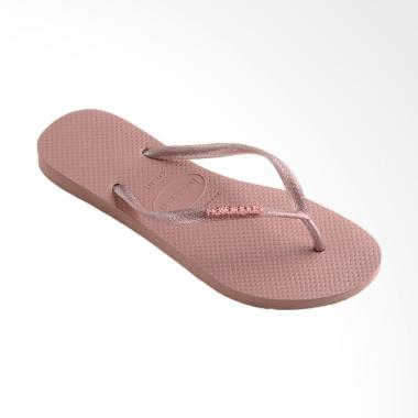 Havaianas 0046 Slim Logo Metallic Sandal Flip Flop Wanita - Rose