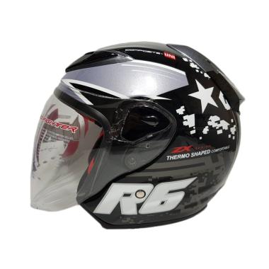 NHK R6 Pixel Helm Half Face - Black Silver