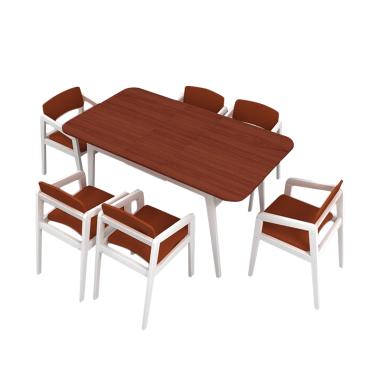 Funkids Charlie Meja Kursi Makan - White Brown