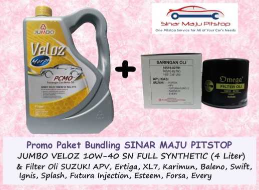 Paket Bundling Oli JUMBO VELOZ 10W-40 SN Original 4 Liter & Filter Oli Mobil SUZUKI APV & SUZUKI ERT
