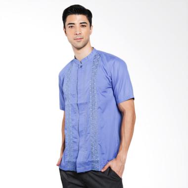 Erin Collection Isbat Baju Koko Lengan Pendek Pria - Biru
