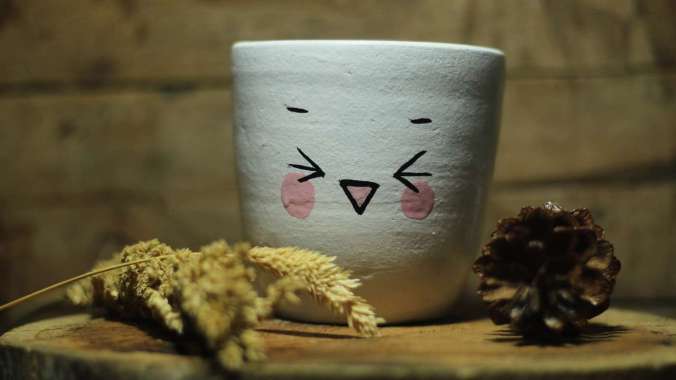 Claypot Tanah Liat Motif Emoticon Cute Pot Tanaman Hias Kaktus Sukulen Hiasan Rumah Taman Mini 8 cm