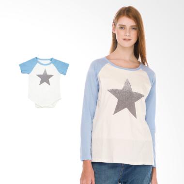 Mooimom Star Long Sleeve T-shirt Se ... an Menyusui Couple - Blue