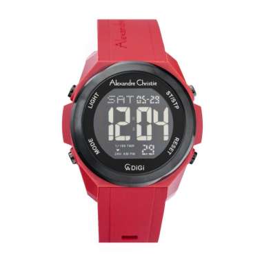 Jam Tangan Pria Alexandre Christie DIGI AC 9342 MHRIGBARE Digital Dial Red Rubber Strap