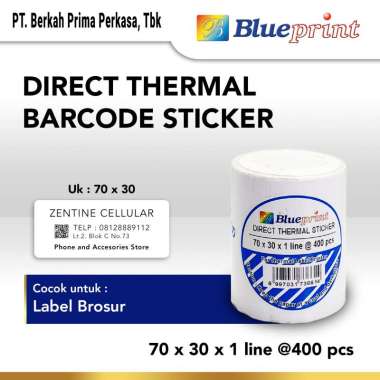 BLUEPRINT Direct Thermal Sticker / Label Stiker 70x30x1 Line Isi 400 Putih