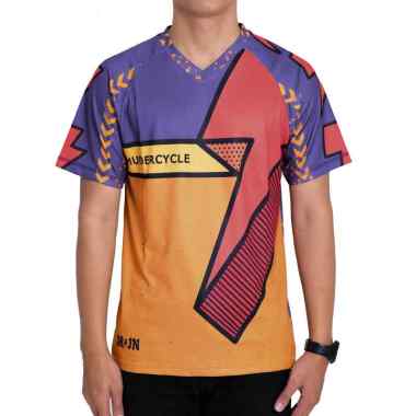 Jersey Sepeda Jersey Gowes Kaos Sepeda Pria Thunder Cycle Pendek XL