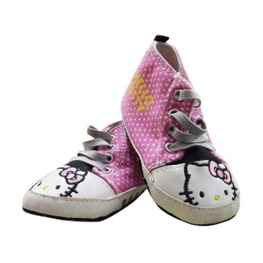 Wonderland Hello Kitty Polka Prewalker Baby Shoes - Pink