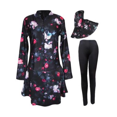 Rainy Collections Jumbo Motif Mawar Baju Renang Muslim - Pink