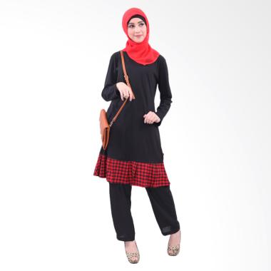 Qirani Mawar 23 Atasan Baju Muslim Wanita - Hitam