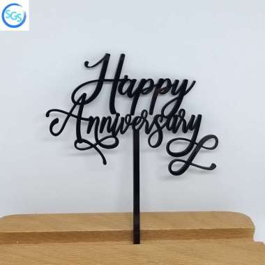 Cake Topper Happy Anniversary Acrylic Premium