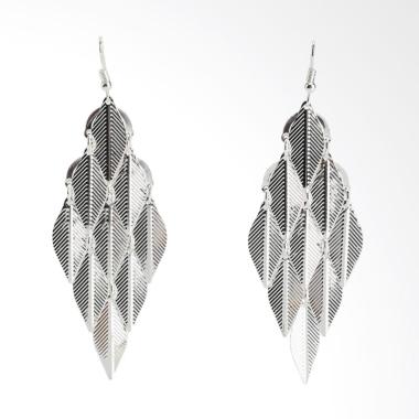 SfS_by_Sun A12 Anting Hook Daun Tumpuk Silver