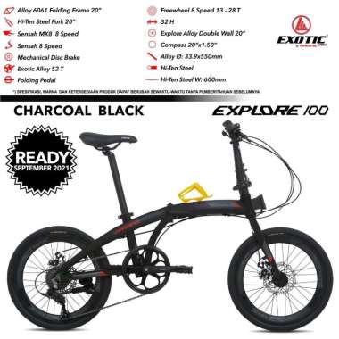 Sepeda Lipat 20 Inc Alloy Exotic Explore 100 8Speed 20 Inch Golden Yellow