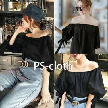 Blouse hitam - blouse sabrina lengan balon- blouse sabrina - Blouse Sabrina Cindy