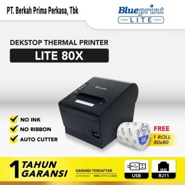 BLUEPRINT Printer Kasir Thermal Lite80X (USB + RJ11) Setara Epson TM82 Hitam
