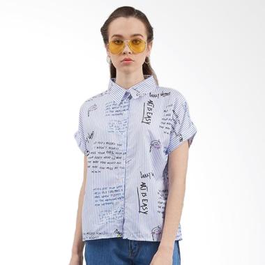 KULO Magazine Shirt Atasan Wanita - Biru