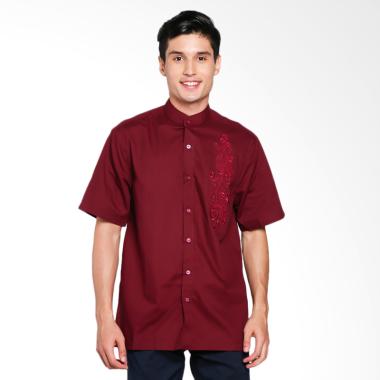 Efesu 17 Kembang Merah Baju Koko Pria - Maroon