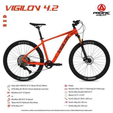 Pacific Vigilon 4.2 Sepeda MTB 27.5 Inchi Red