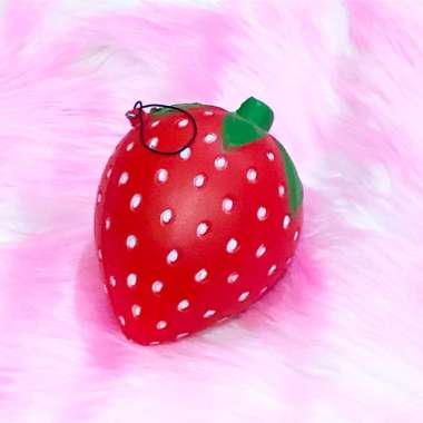 RED STRAWBERRY DOTTED WHITE SQUISHY - replika ibloom rare super soft