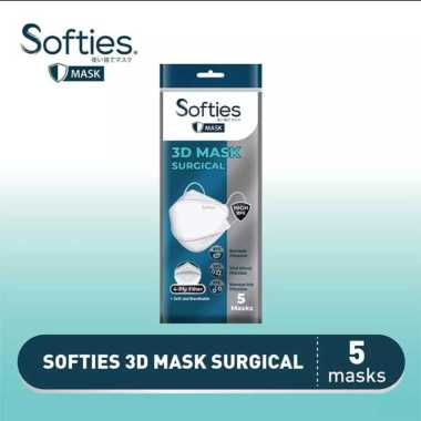 Masker Medis Softies 3D Surgical Mask 4Ply isi 5pcs PUTIH