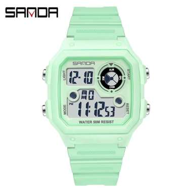 Jam Tangan Pria Digital Tali Rubber Chronograph Anti Air SANDA 418 Tosca
