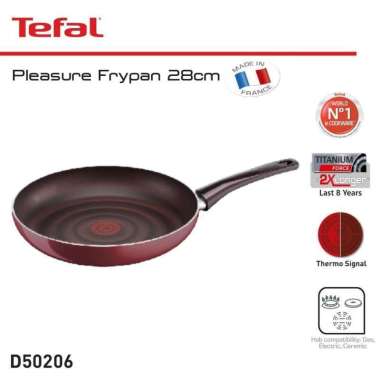 TEFAL PLEASURE Frypan 30cm. Made in France. Coating Titanium Force 2x merah metalic