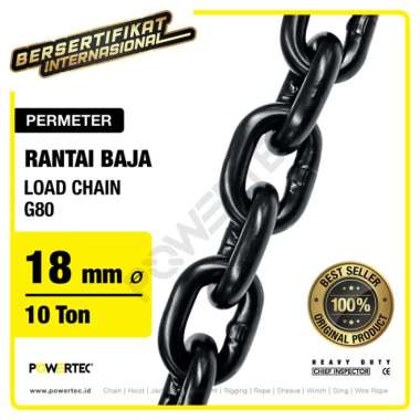 Load Chain - Rantai Baja G80 - 18mm POWERTEC - Meteran