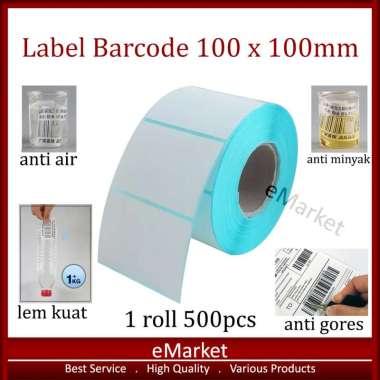 Kertas Thermal Label Barcode 100 x 100 mm 500pcs - Sticker Termal Printer