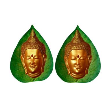 Patung Kayu Daun Bodhi Buddha Hijau Fiber Patung Hijau