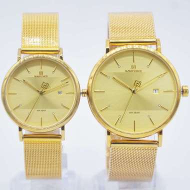 Jam Tangan Couple NAVIFORCE ORIGINAL Rantai Pasir Fitur Tanggal Aktif Waterproof Jam Tangan Casual J