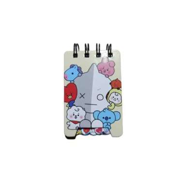 Buku Diary Spiral Mini Karakter BTS / BT21 Ukuran 8 x 6 cm (138k) KUNING