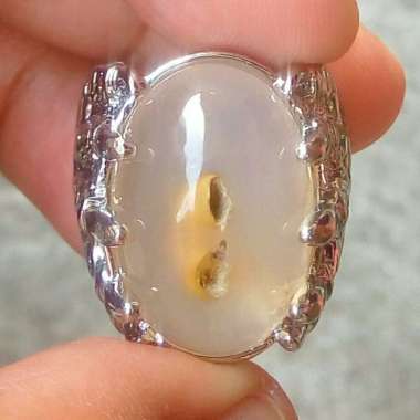 Cincin Batu Akik Sulaiman Combong Dobel Motif Tembus Bawah Langka Unik