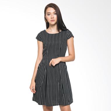 Sophistix Cap Sleeved Black with White Stripes Mini Dress