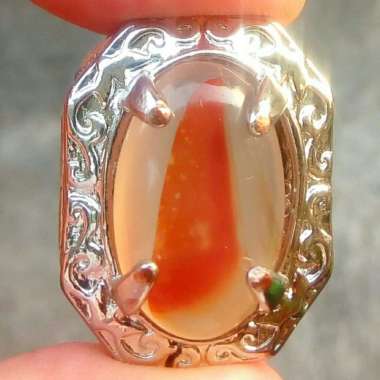 Cincin Batu Akik Motif Gambar Sirip Ikan Hiu Antik