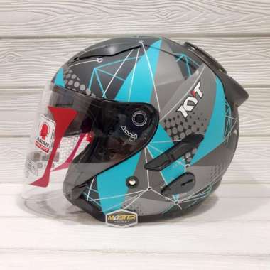 HELM KYT GALAXY FLAT R MATRIX BLACK MATT BLUE DOUBLE VISOR HALF FACE L