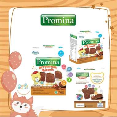 Promina Cookies Arrowroot Susu, Keju, Coklat / Biskuit Bayi Coklat