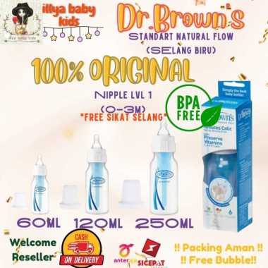 Dr.Browns botol susu natural flow selang biru 60ml 120ml 250ml 60ml
